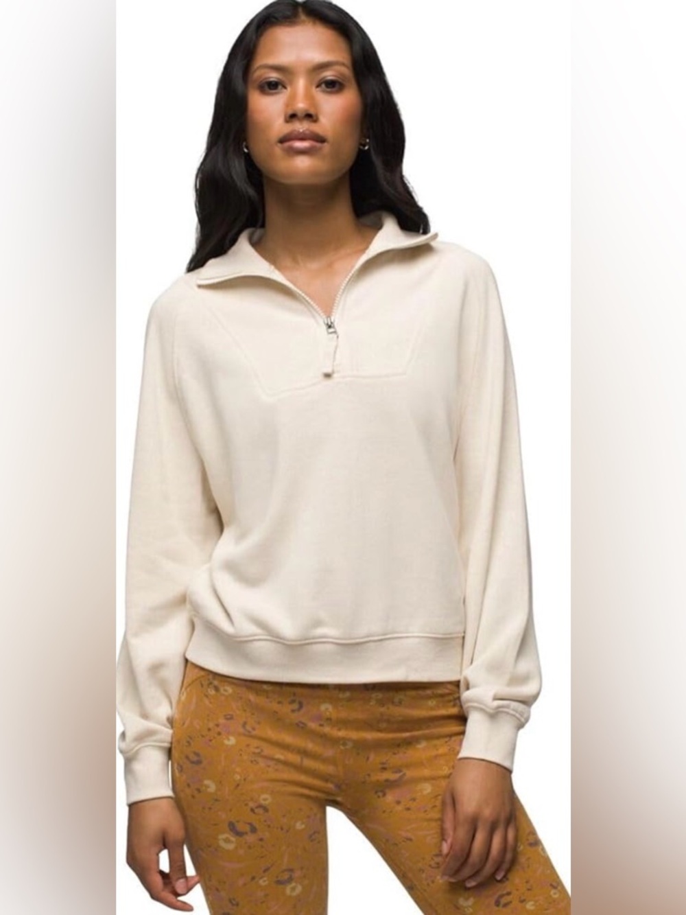 Prana Canvas Heather Half-Zip Pullover Sweater size XS 55% hemp